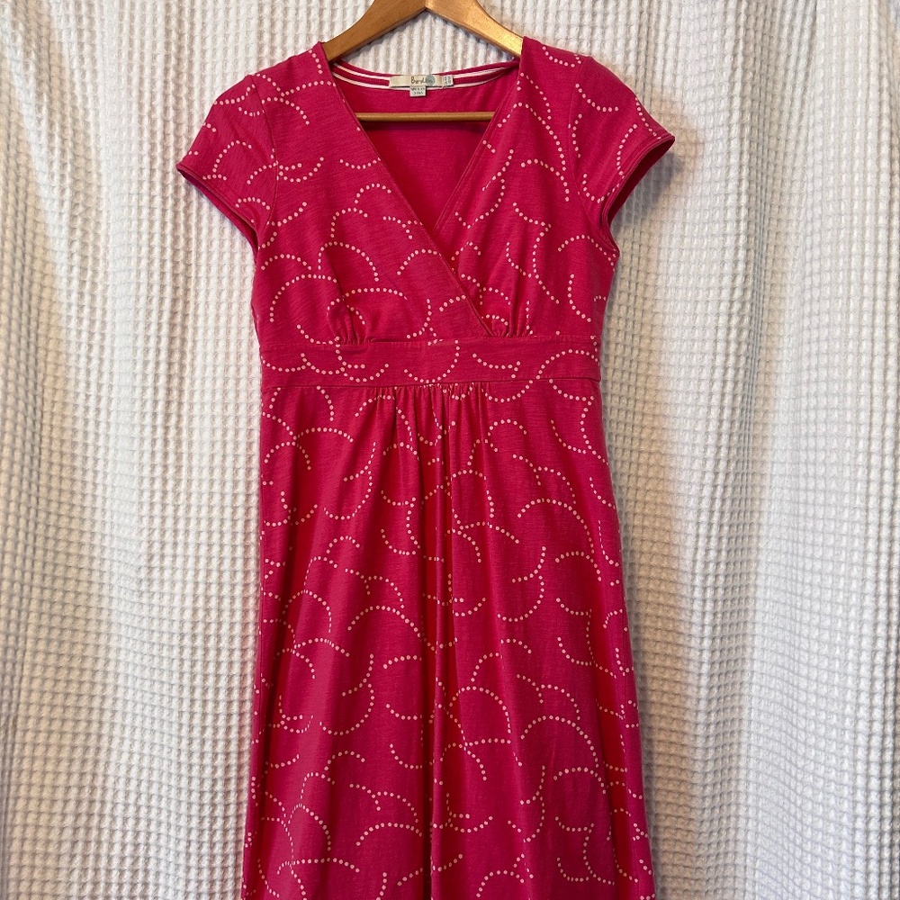 Boden Sheath Pink and White size 6R  Cap Sleeve Dress